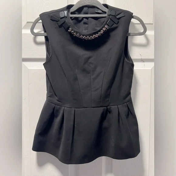 ZARA Women’s Peplum Jeweled Sleeveless Top Medium - Picture 2 of 6